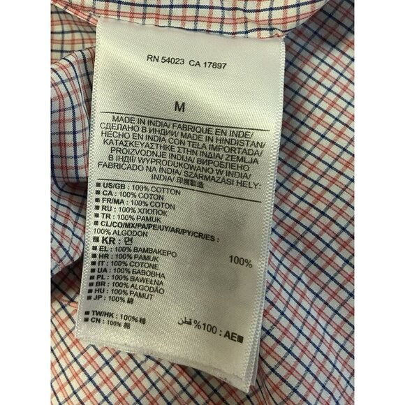 Banana Republic Soft Wash Mens Medium Blue/Red Plaid Long Sleeve Button Up Shirt - Picture 8 of 8